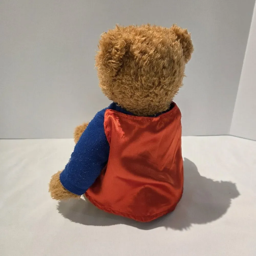 FAO Schwarz Super Hero Teddy Bear Brown Blue Shirt Plush Toys R Us Stuffed 11